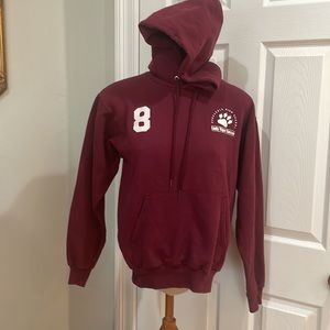 Hanes hoodie sweatshirt burgundy red adult size S small pockets Cotton polyester